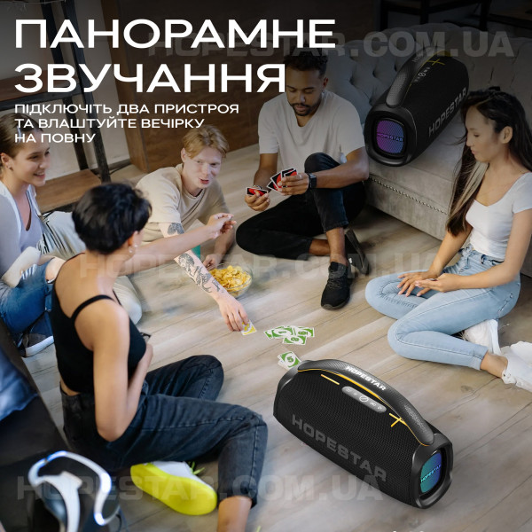 Большая беспроводная портативная колонка Hopestar A60 100W Черный