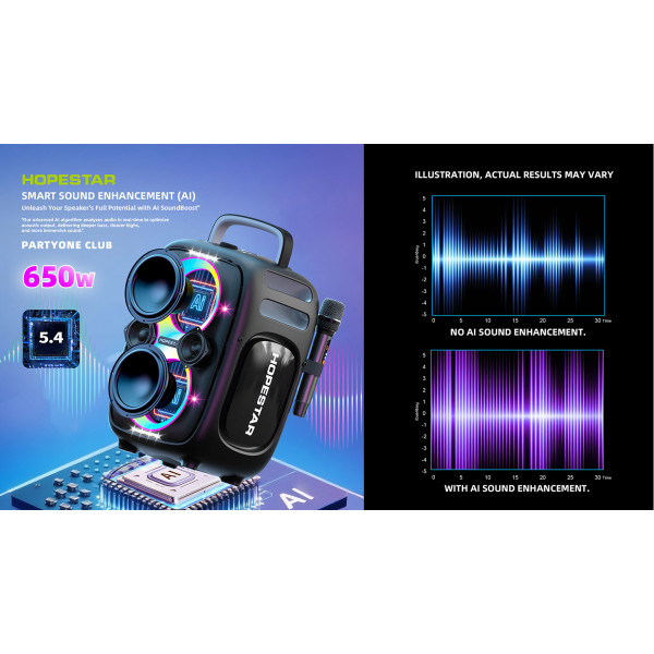 Беспроводная портативная колонка Hopestar Party One Club 650W Черная