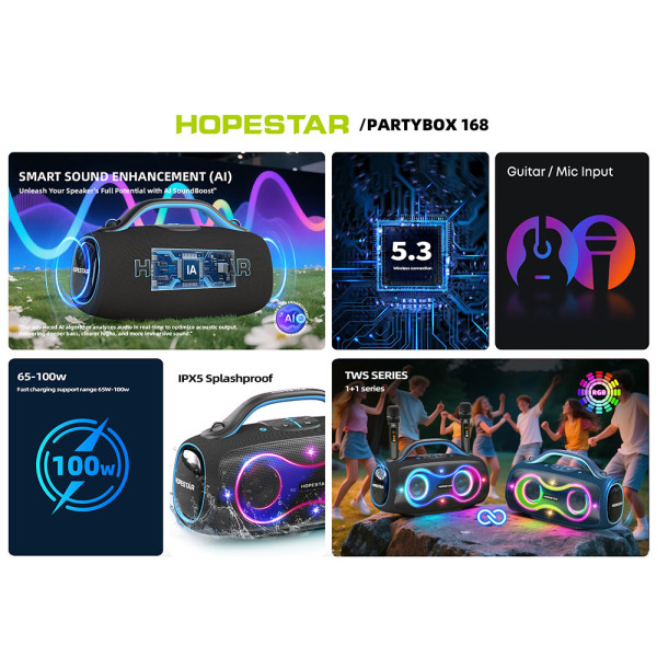 Беспроводная портативная колонка Hopestar PartyBox 168 400W Черная
