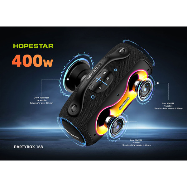 Беспроводная портативная колонка Hopestar PartyBox 168 400W Серая